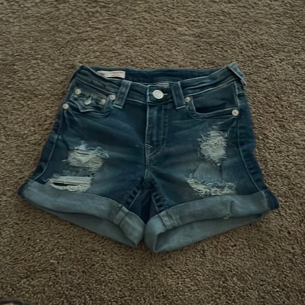 True Religion Jennie distressed denim short. Size 26.